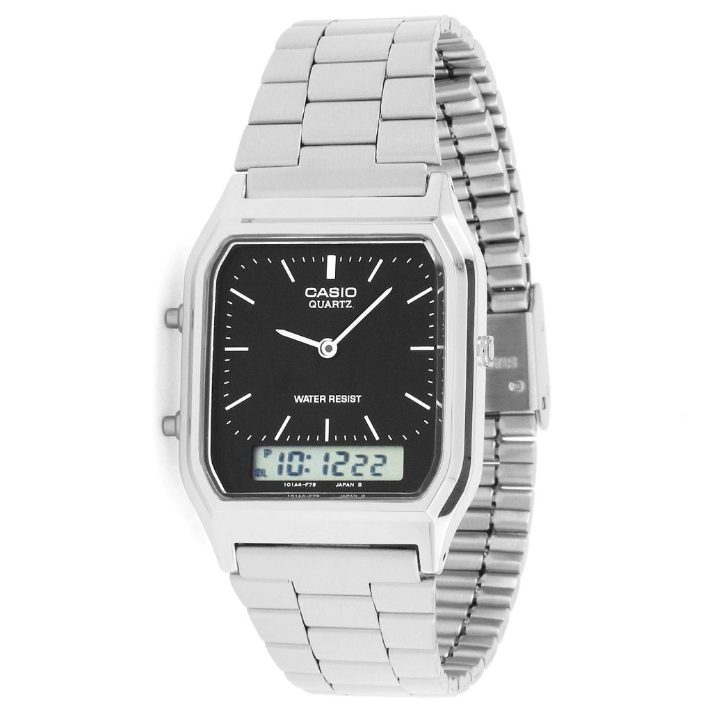 Stainless Steel AnalogDigital Watch With Stopwatch Alarm Quartz Movement